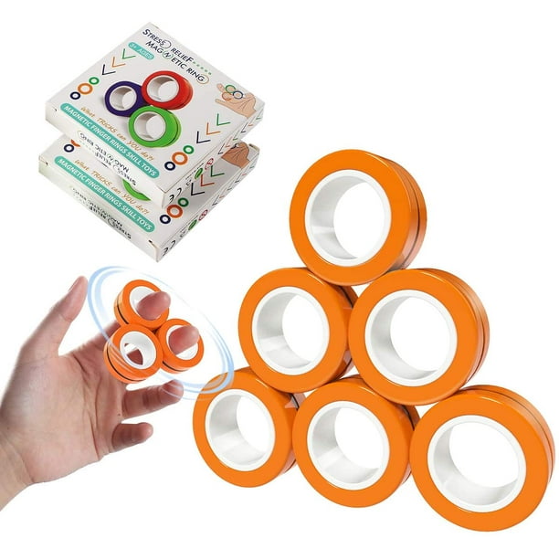 Blue Finger Magnetic Ring Stress Anxiety Decompression Toys Joykey Finger Magic Ring Finger Toy Focus Fidgeting Restless Stress Relief Reducer Ring for Adults Children